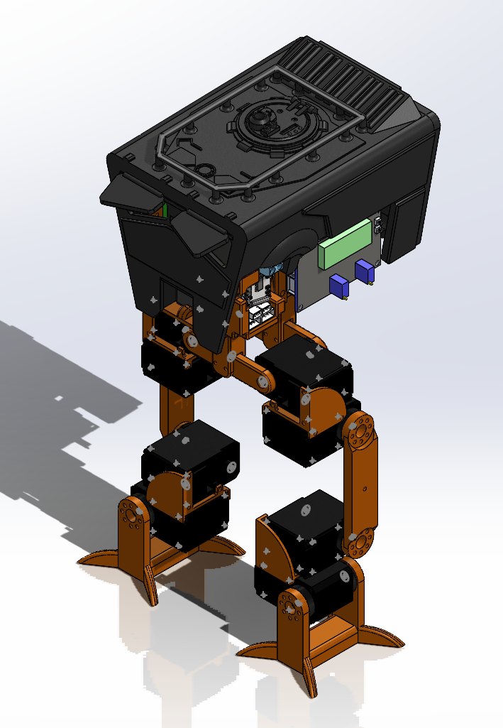 Left: a CAD render of the full robot. Right: the same robot built in real life.